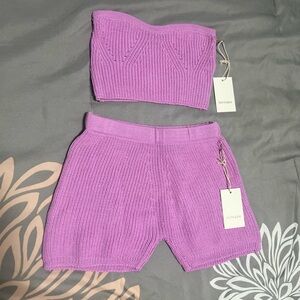 🌻Pink Knitted Women Shorts Set🌻